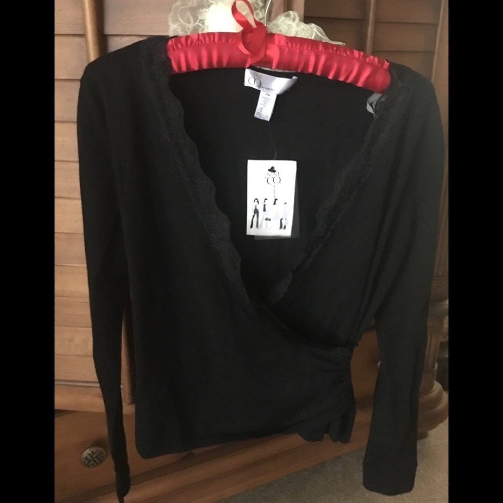 NWT Black criss cross laced front sweater top